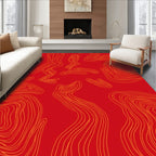Red Orange Organic Line Design Rug