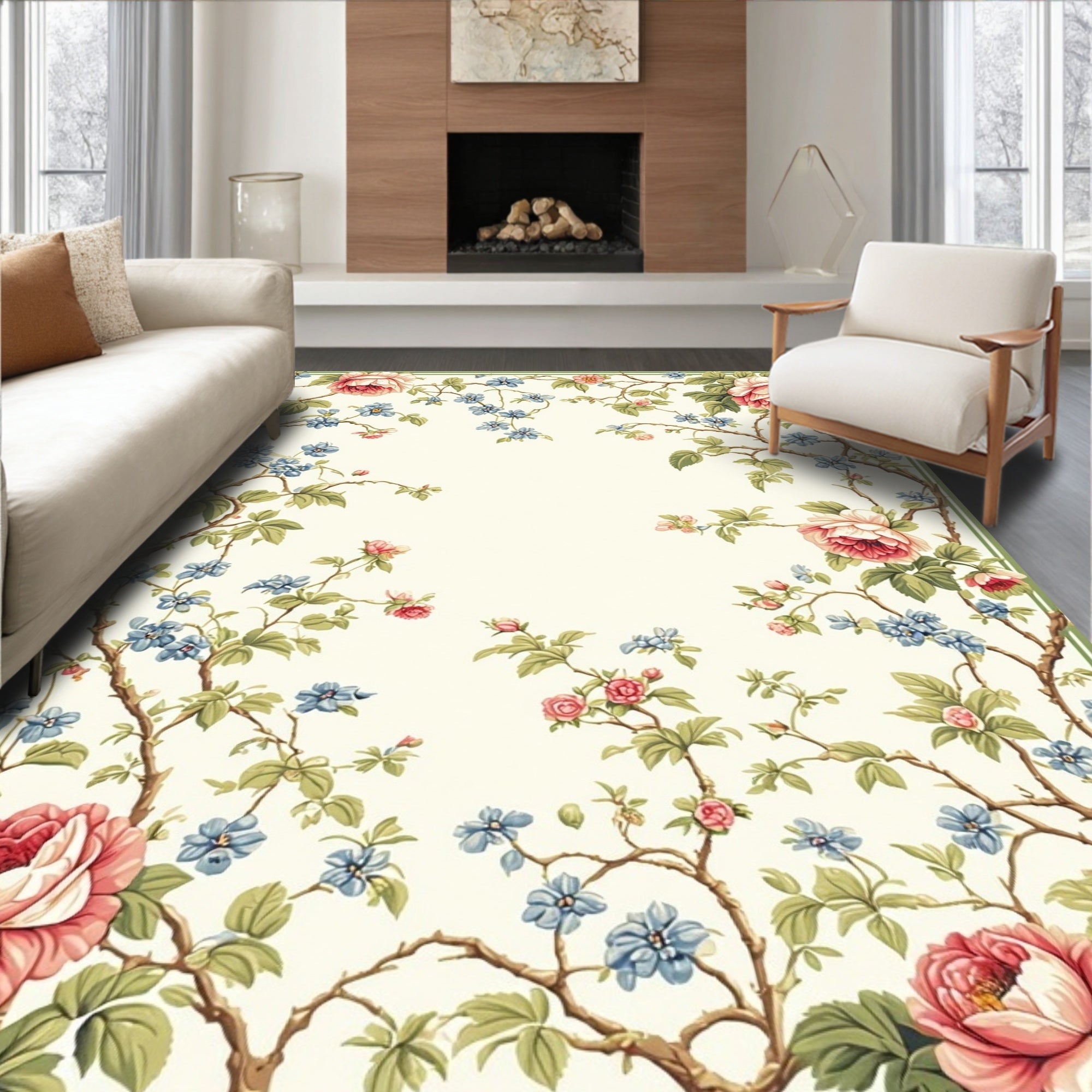 Vintage Floral Vine Pattern Rug