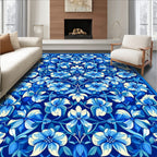 Art Nouveau Blue Floral Symmetry Rug