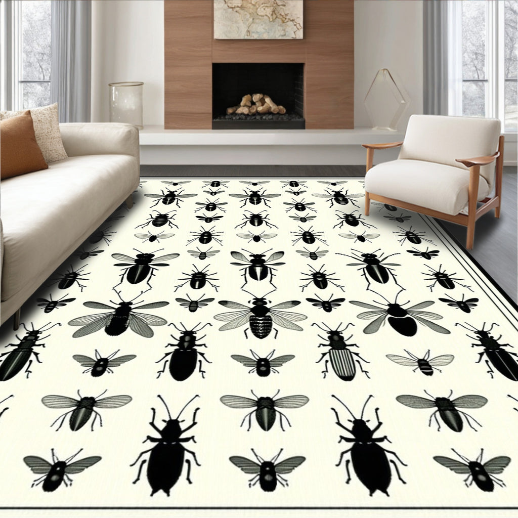 Insect Collection Vintage Style Pattern Rug