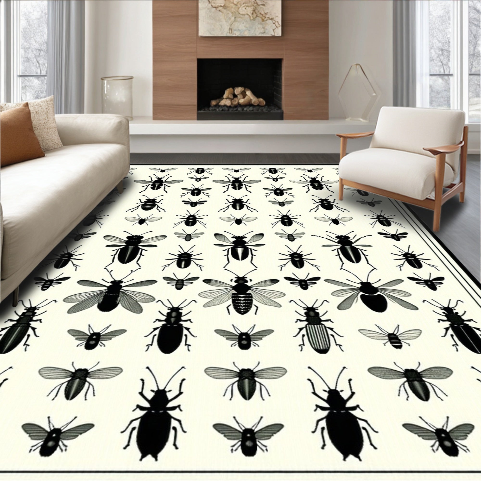 Insect Collection Vintage Style Pattern Rug