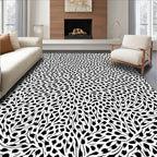 Black White Organic Flowing Pattern Rug