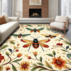 Whimsical Insects Floral Border Design Rug