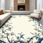 Vintage Branch and Blossom Scroll Border Rug