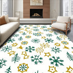 Green Gold Winter Woodland Collage Rug