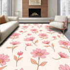 Retro Pink Daisy Floral Pattern Rug