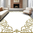 Ornate Swirl and Floral Border Design Rug