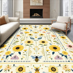 Sunflower Bumblebee Garden Whimsical Rug