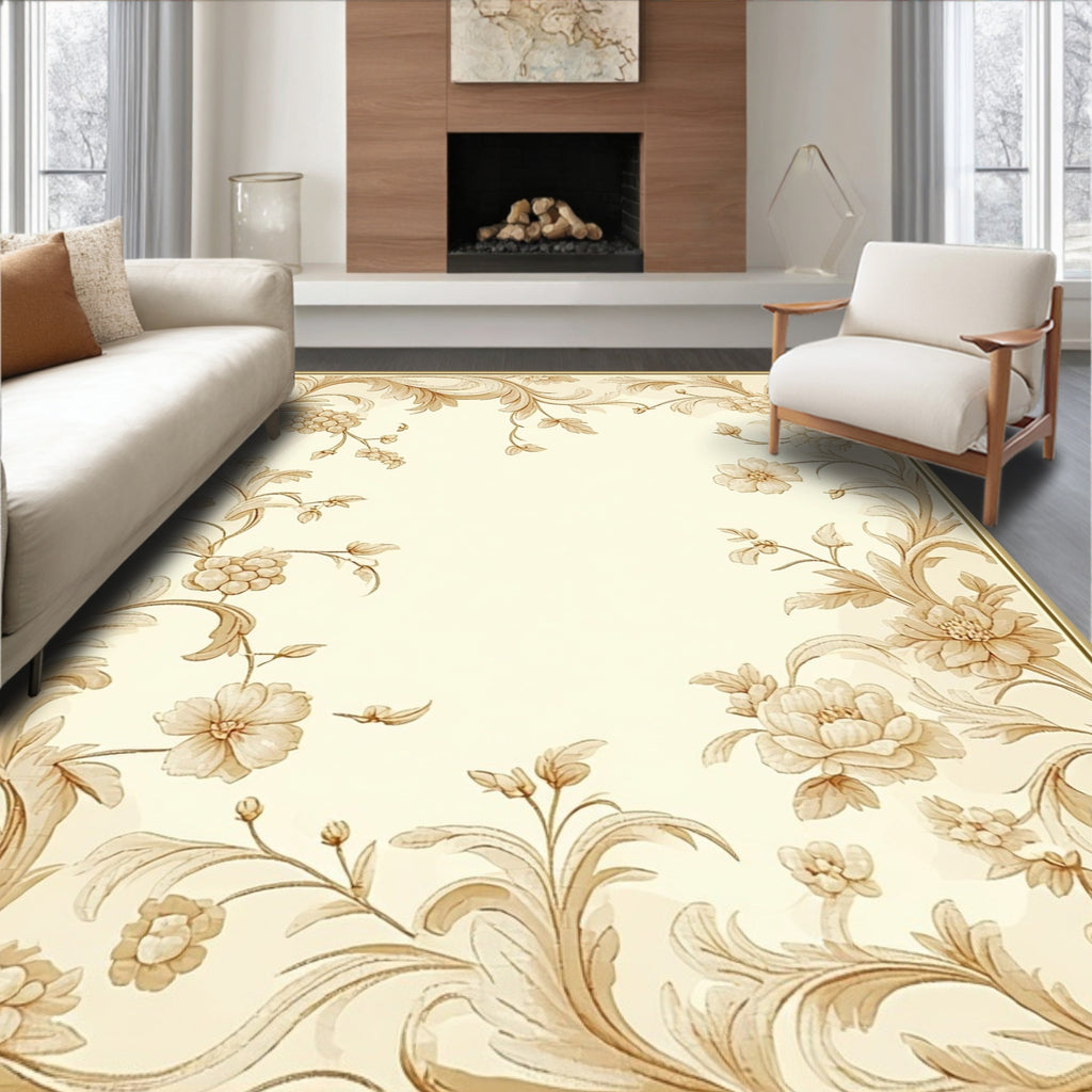 Vintage Floral Scroll Pattern Rug