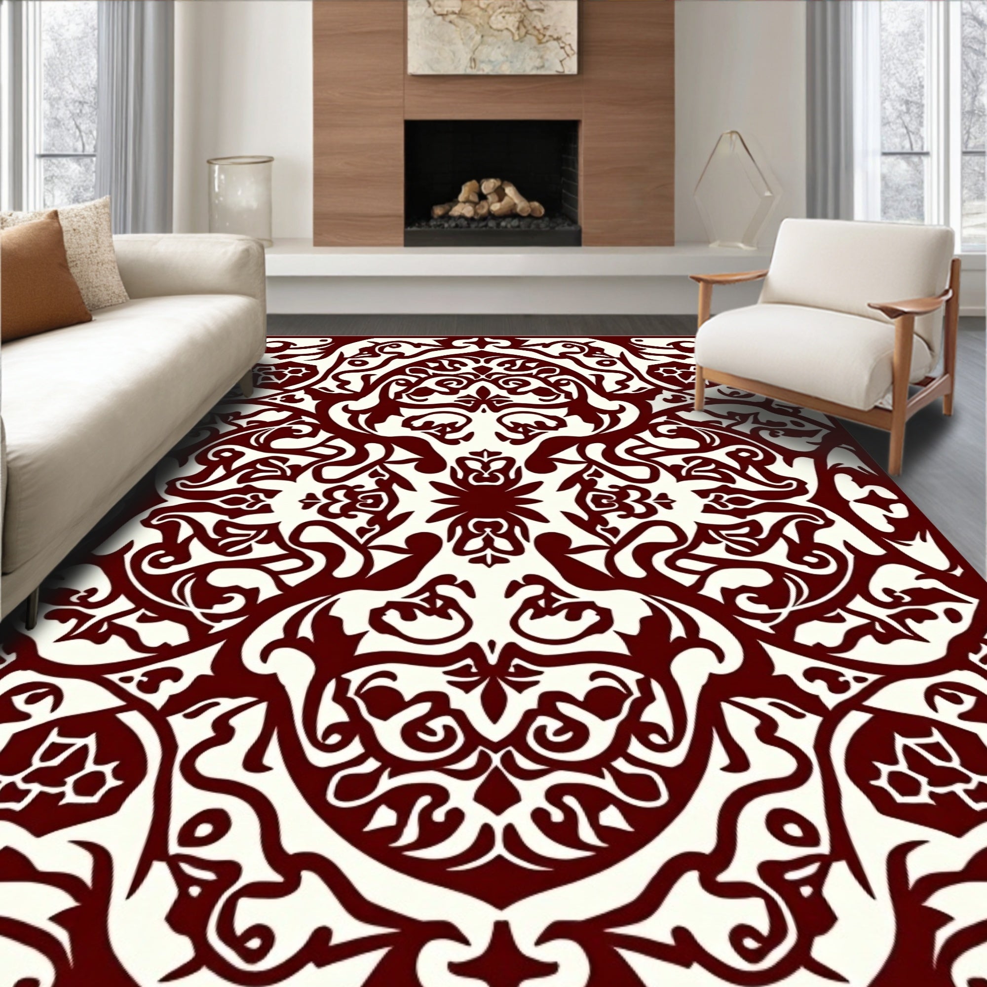 Ornate Vine Floral Intricate Pattern Rug
