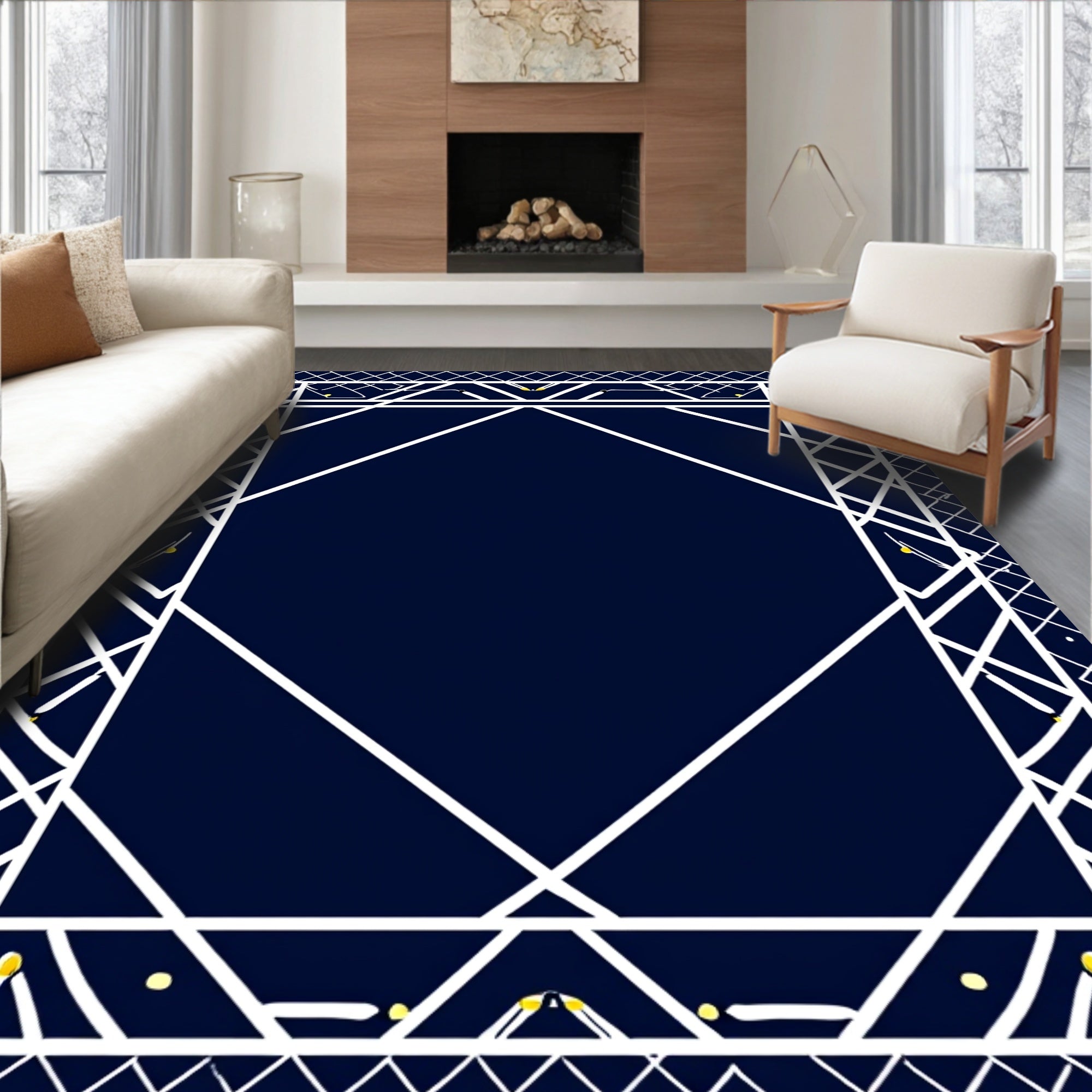 Geometric Lattice Diamond Stripes Rug
