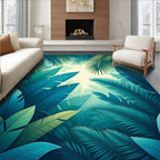 Tropical Leaf Jungle Scene Rug