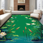 Dragonflies Water Lilies Pond Scene Rug