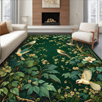 Vintage Birds and Botanical Garden Pattern Rug
