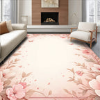 Soft Pink Floral Butterfly Garden Rug