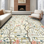 Whimsical Floral Maze Pattern Rug