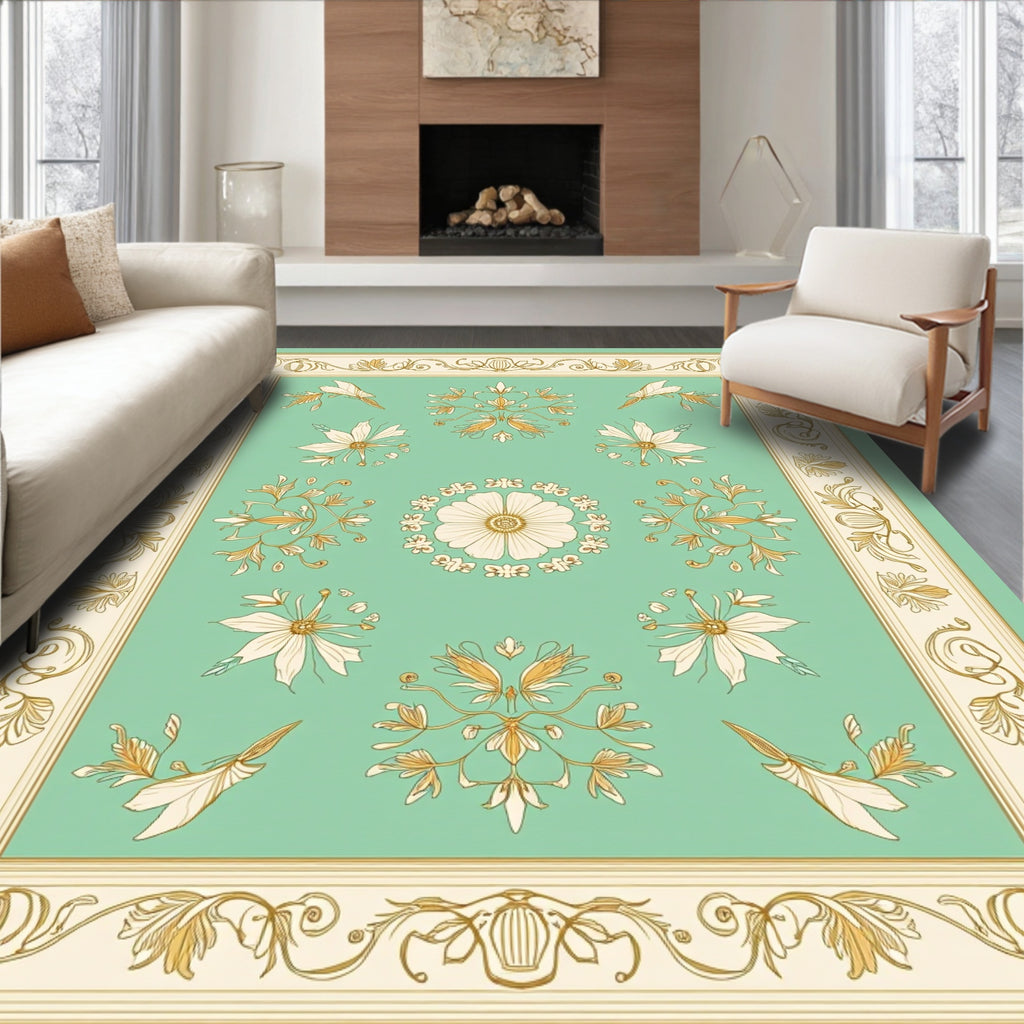 Trellis Floral Cream Gold Pattern Rug