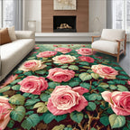 Pink Roses Botanical Garden Design Rug