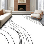 Minimalist Wavy Line Abstract Design Rug