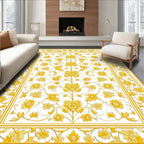 Golden Yellow Floral Vine Pattern Rug
