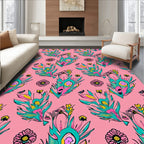 Bold Floral And Feather Design Rug