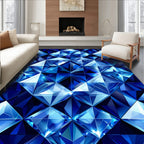 Shimmering Blue Faceted Geometric Style Rug
