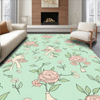 Whimsical Floral Unicorn Pattern Art Rug