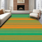Bright Orange Green Striped Design Rug