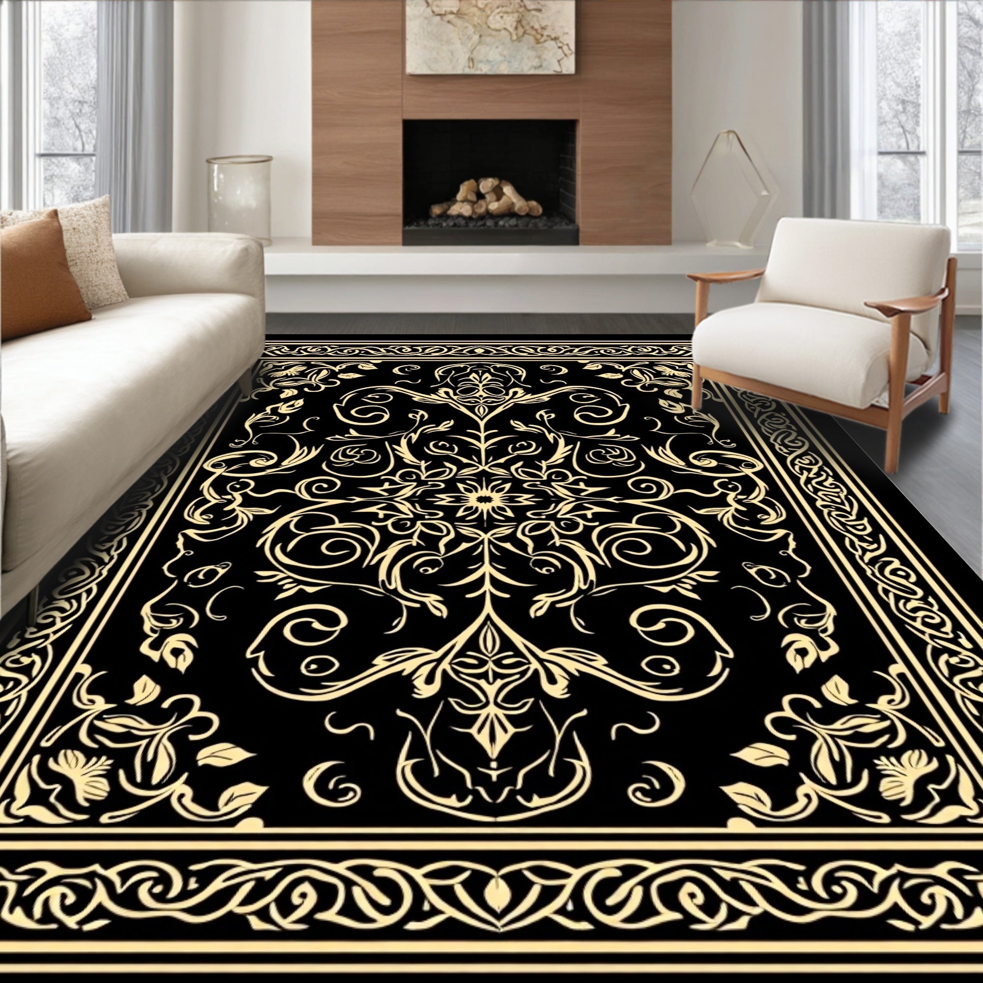 Classic Filigree Floral Ornament Rug