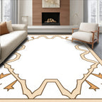 Cream Orange Abstract Geometric Design Rug