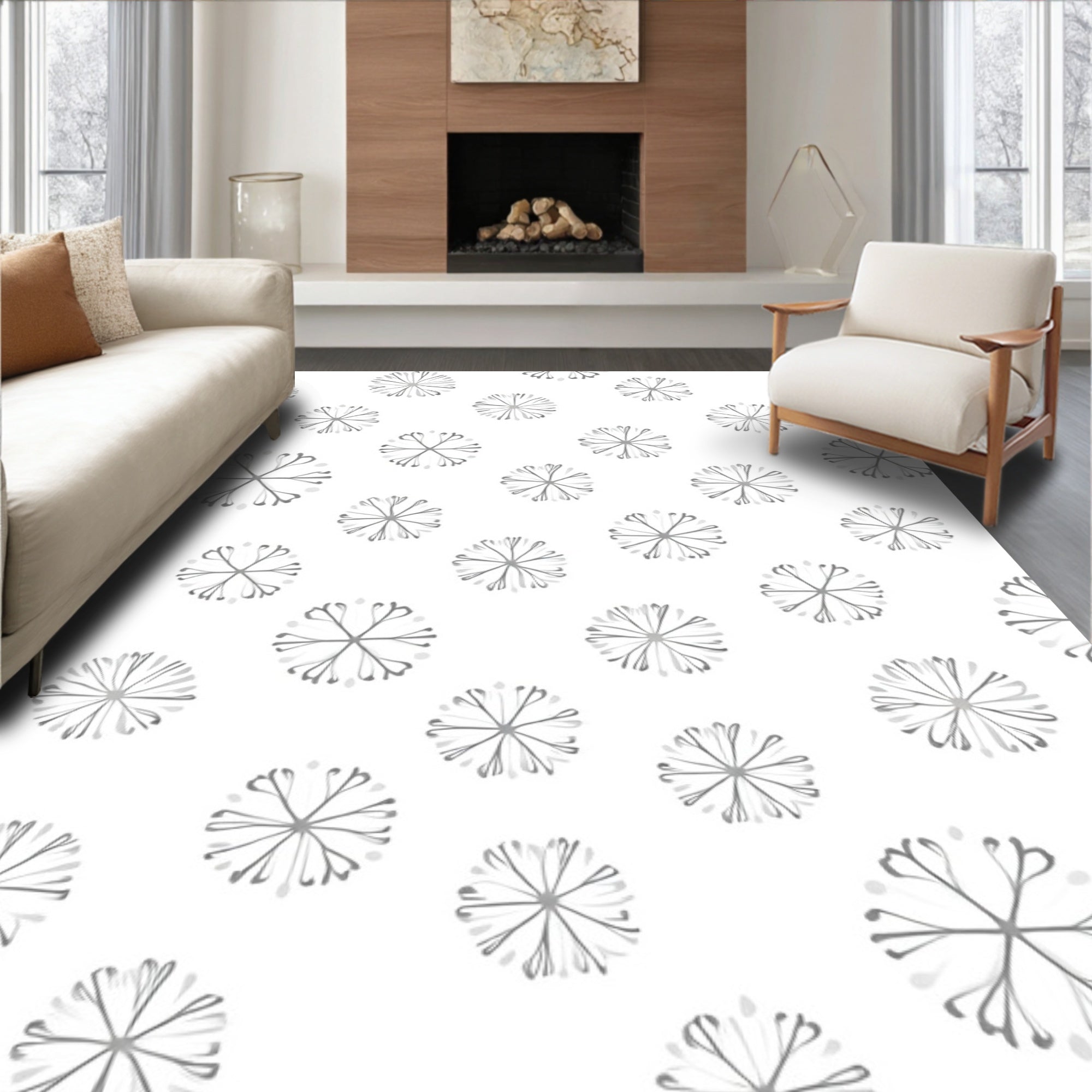 Silver Subtle Starburst Medallion Rug
