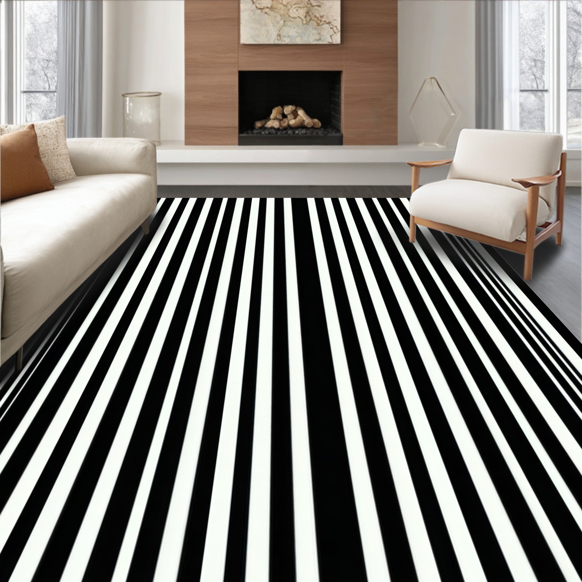 Bold Vertical Stripe Pattern Rug