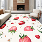 Whimsical Strawberry Floral Pattern Design Rug