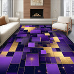 Modern Purple Gold Geometric Pattern Rug