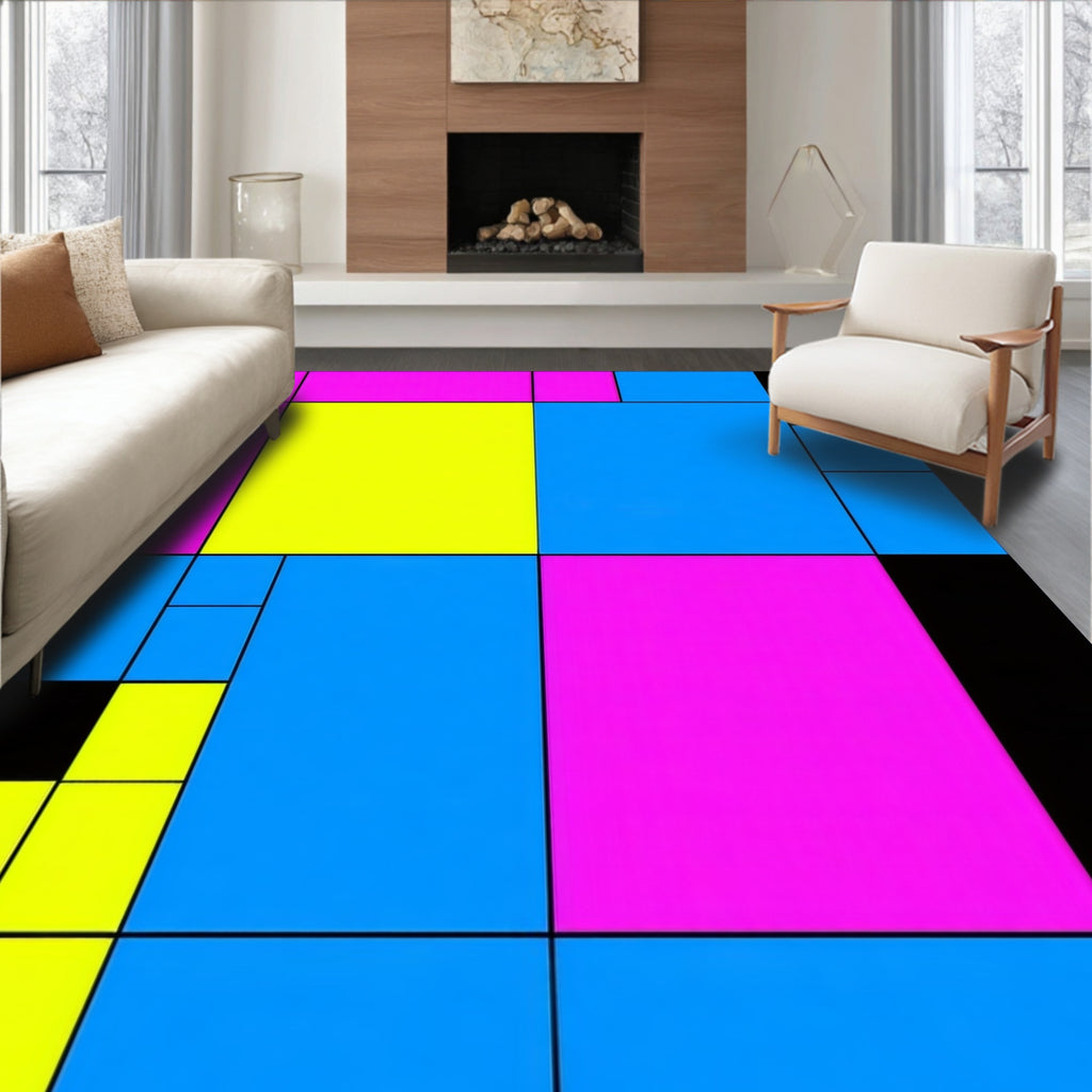 Abstract Geometric Block Pattern Rug