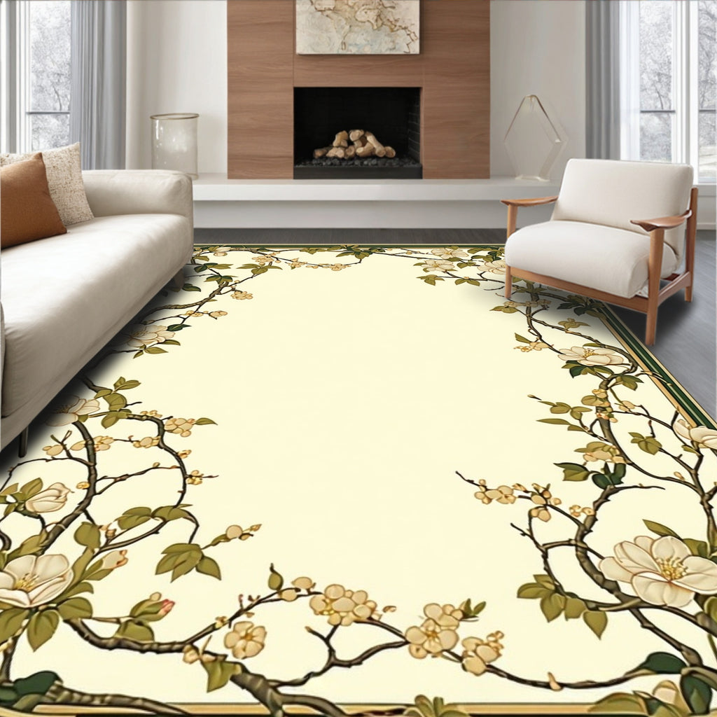 Vine With White Floral Accents Rug