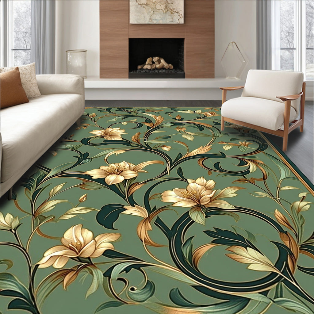 Elegant Floral Swirls Pattern Rug