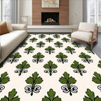 Green Vintage Scroll Floral Pattern Rug