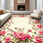 Floral Rose Vine Botanical Pattern Rug