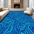 Abstract Blue Swirl Pattern Rug