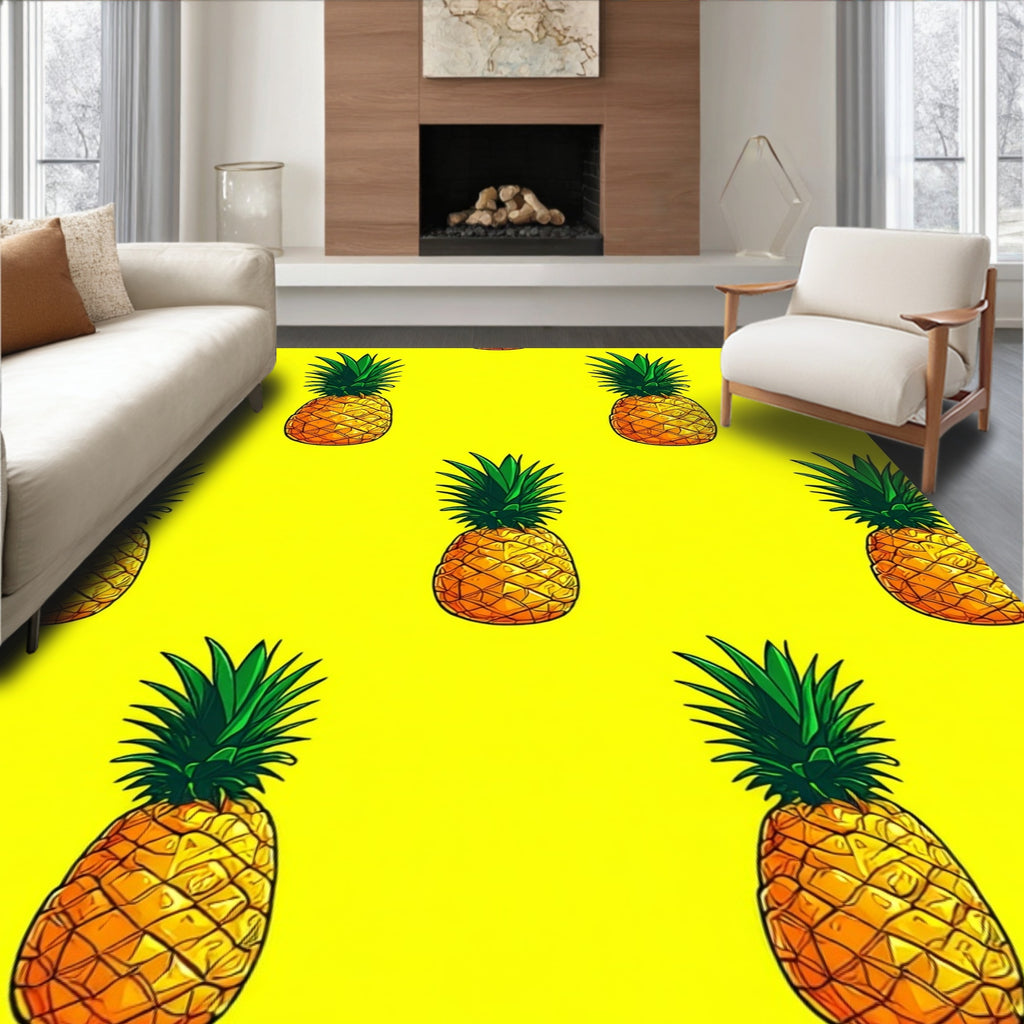 Bright Yellow Pineapple Pattern Rug