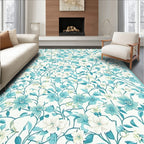 Turquoise Floral Vine Design Rug