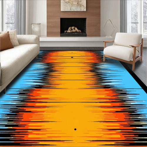 Abstract Orange Blue Gradient Lines Rug