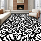 Abstract Black White Organic Pattern Rug