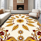 Ornate Floral Leaf Medallion Design Rug