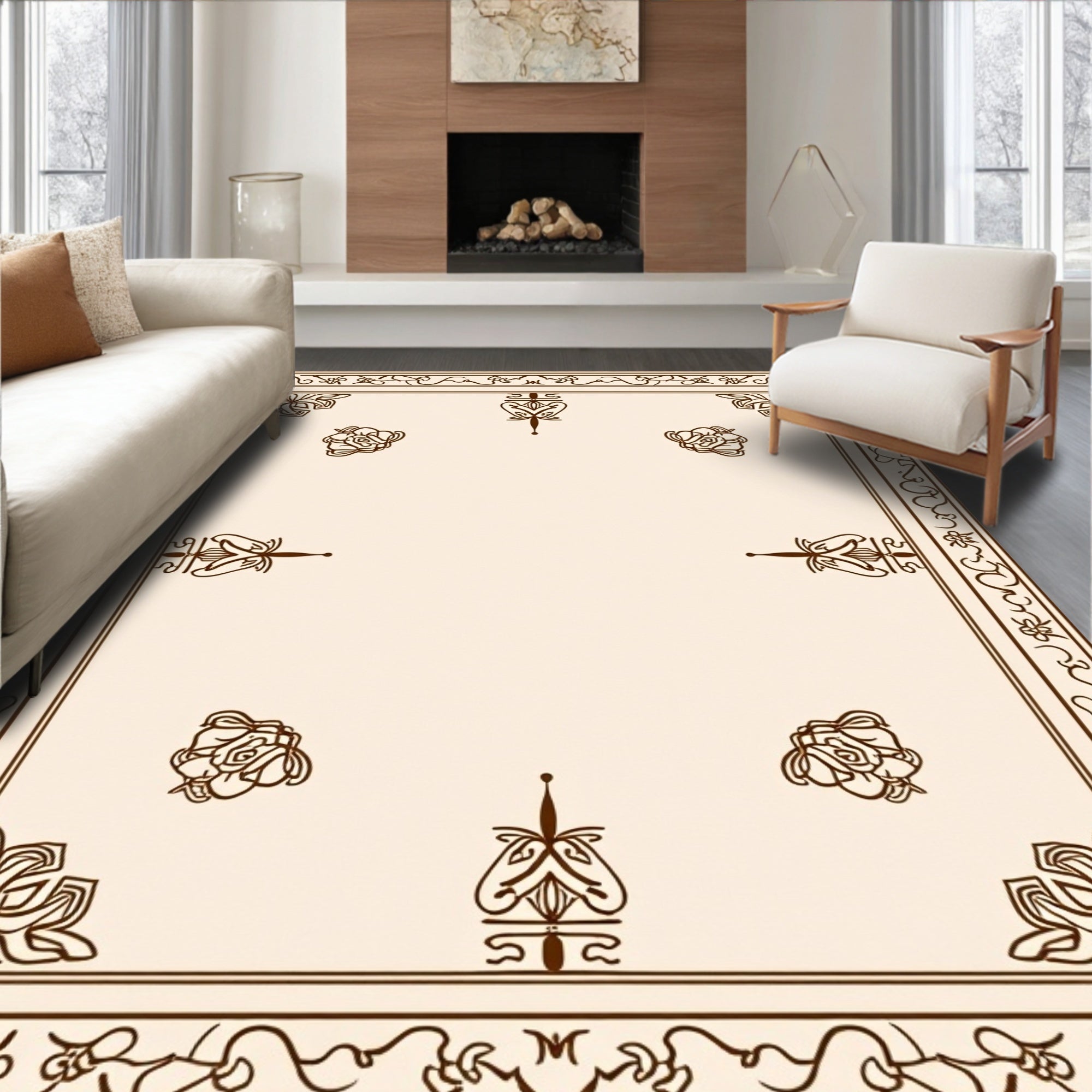 Ornate Floral Borders and Accents Rug