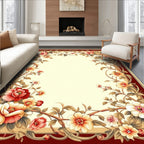 Ornate Floral Vines Border Design Rug