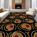 Bold Red Flower Garland Motif Rug