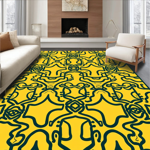 Abstract Figures Yellow Design Rug