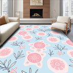 Pink Floral Botanical Pattern Rug
